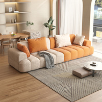 Nouveau canapé italien léger de luxe en tissu de velours ensemble en forme de U crème Style Double couleur technologie bouffée canapé grand moyen petit