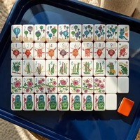 Expédition immédiate : Ensemble de Mahjong américain de luxe 160 pièces, tuiles en acrylique 7 couches exquisément sculptées, motif personnalisé « Walk With Me »