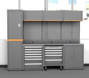 Lớn <span class=keywords><strong>New</strong></span> Heavy-Duty sắt nhà để xe bàn làm việc với có thể tháo rời công cụ Tủ tùy chỉnh OEM Hỗ trợ màu đen hội thảo - Product Image 6