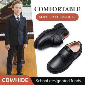 लड़कों के काले चमड़े के जूते नरम-सोल्ड ब्रिटिश प्रदर्शन स्कूल वर्दी जूते और वसंत शरद ऋतु के लिए - Product Image 2