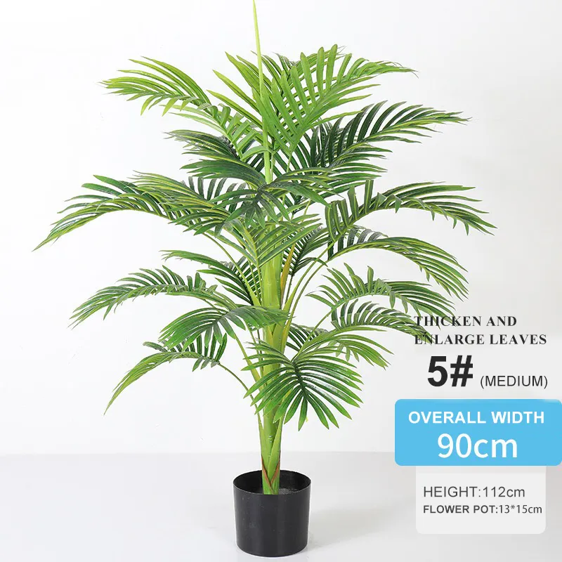 Fabrika UV geçirmez yapay açık sahte palmiye ağaçları yaprakları oturma odası dekorasyon için