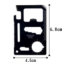 Couteau multifonctionnel de survie pour le camping en plein air transfrontalier, carte-outil en acier inoxydable 11-en-1