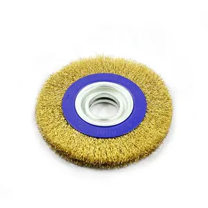 Escova abrasiva frisada circular, 100x16mm, de alta qualidade, rolo, roda de aço, escova com arruela