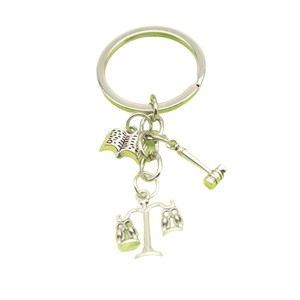 Scales of Justice Gavel Book Keychain Antique Silver Zinc Alloy Split Ring for <strong>Law</strong> School Graduation <strong>Gift</strong> - Product Image 5