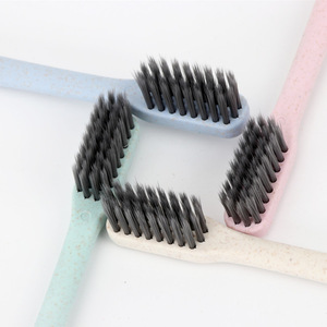 <b>Wheat</b> Straw Bamboo Charcoal Toothbrush 10 <b>Pack</b> Soft Bristle Travel Portable Adult Manual Toothbrush - Product Image 2