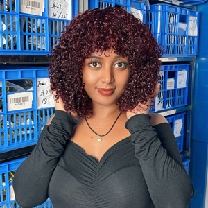 Perruque bouclée à franges en cheveux humains vierges doublement étirés, prix d'usine, vente chaude - Product Image 6