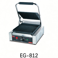 Grill panini électrique commercial antiadhésif à plaque unique en acier inoxydable, plaque de pression plate pour sandwichs