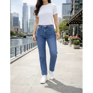 Jeans de Pierna Recta para Mujer Adrenaline, Cintura Alta, 5 Bolsillos, Denim Transpirable, Elástico y a la Moda - Product Image 2