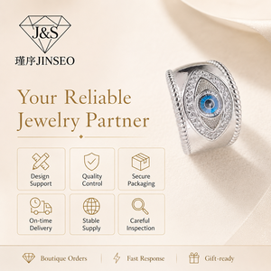 Anello Minimalista JINSEO Occhio di <span class=keywords><strong>Dio</strong></span> Blu in Argento Sterling 925 con Zirconia Cubica, Fascia Apribile per Uomo e Donna - Product Image 5