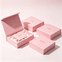 Boîte cadeau magnétique rose avec logo en feuille d'or personnalisée, doublure en satin, emballage rigide de qualité supérieure pour cosmétiques, boîte cadeau pour anniversaire