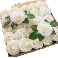 25 pcs Bunga Mawar Putih Buatan dari Busa Ivory yang Terlihat Asli untuk Pernikahan, Pesta Bridal Shower, dan Dekorasi Meja