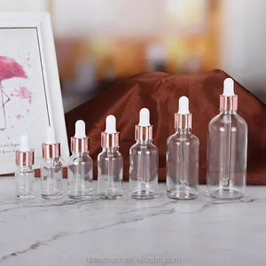 Glass eye dropper bottle rose gold lid empty dropper glass 2 oz bottle smart bottle dropper glass