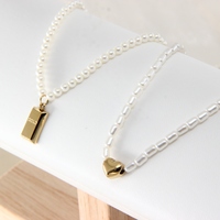Collier en acier inoxydable plaqué or 14 carats avec cœur et perles d'imitation, bijoux tendance pour femme, hypoallergénique, vente en gros