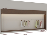 Système de présentoir Honya, support mural pour vêtements, cadre en bois, éclairage LED, rail de suspension pour vêtements, magasin de détail