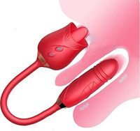 3-in-1 Rosen-Vibrator für Frauen Zungen-Leck-Stimulator Klitoris-Stimulator Stoßender G-Punkt-Dildo Klitoris-Nippel-Lecker für Frauen