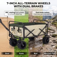 Carrito Plegable Compacto de 150 kg y 150 L con Ruedas Giratorias de 360 Grados y Doble Freno, Portátil para Campamento, Playa, Jardín, Picnic Familiar