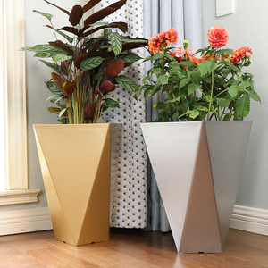 <span class=keywords><strong>Maceta</strong></span> de plástico para jardín, macetas de orquídeas de hormigón, de plástico, color blanco, dorado y plateado, nuevo diseño - Product Image 2