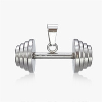 Collier tendance pour homme en acier inoxydable avec pendentif haltère et chaîne en bambou, style sportif printanier, accessoires de mode en gros