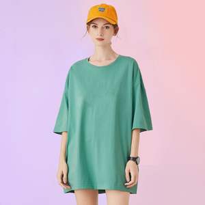 T-shirt pour femme en coton 100% 230 g/m², couleur unie, décontracté, ample, grande taille, manches courtes, impression personnalisée - Product Image 3