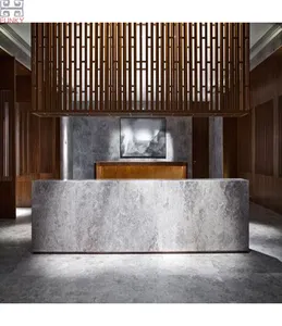 Mesa de recepção de concreto de superfície sólida, design de hotel de alta qualidade
