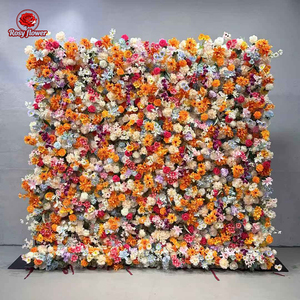 Mur de fleurs sauvages artificielles en <span class=keywords><strong>soie</strong></span> carrée personnalisé 8 pieds x 8 pieds Toile de fond de mariage pour les décorations de fête d'événements - Product Image 1