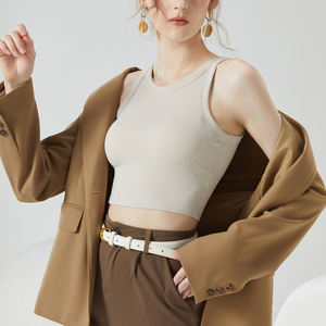 Женский дышащий Повседневный Спортивный укороченный топ со встроенным бюстгальтером, летняя майка, короткая длина, верхняя одежда - Product Image 4