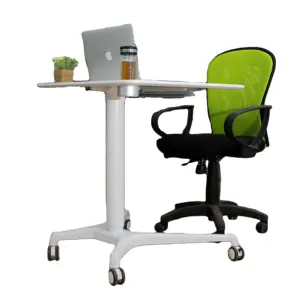 单腿气动人体工程学坐式茶几高度可调气弹簧家用办公站立式电脑桌