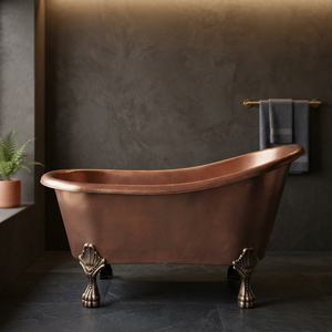 Baignoire autoportante en cuivre martelé, baignoire à pattes, ovale, en métal, pour la maison et l'hôtel - Product Image 1