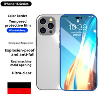 Film trempé de téléphone portable de bord de couleur de galvanoplastie le protecteur d'écran de bord de couleur de série Apple 16 convient à IPhone16promax