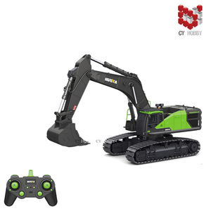 Jouets d'excavatrice RC en alliage HUINA1593, modèle d'excavatrice télécommandée 2.4G 1/14 22 canaux, pelle mécanique en métal, camion de construction RC, jouets Juguete - Product Image 1