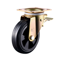 Roues pivotantes verrouillables VIMA polyvalentes en fer, caoutchouc et PP, robustes, pour bacs à déchets, capacité de charge 160 kg/210 kg