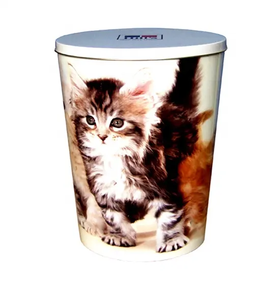 Kunden spezifische Haustier Katze Hund behandeln Futter Popcorn Metall Eimer Eimer Behälter 5kg 5 Gallonen Lagerung Blechdosen mit Deckel