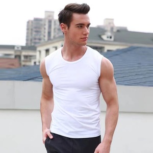 Canotte da uomo personalizzate con logo per allenamento, in cotone grigio, nero, bianco - Canotte da uomo senza maniche - Product Image 3