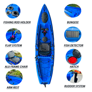 Kayak à pédales de 12 pieds, CE, monoplace, une personne, en plastique rigide HDPE, moteur électrique, kayak de pêche avec propulsion par pédales - Product Image 4