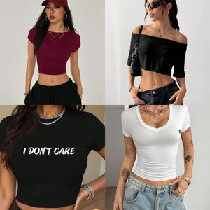 Camisetas de Marca para Mujer en Oferta por Paquete, Casuales, Cortas, Venta al por Mayor de Fábrica - Product Image 5