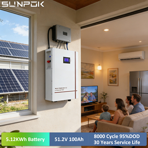 Batería de Almacenamiento de Energía Solar para el Hogar SUNPOK <span class=keywords><strong>ESS</strong></span> 51.2V, Batería de Pared de 48V 10Kwh, Batería de Iones de Litio de 200Ah 48V 100Ah - Product Image 1