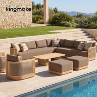 Ensemble de meubles d'extérieur de luxe pour villa, canapé de jardin imperméable, ensemble de canapés de patio en teck pour hôtel
