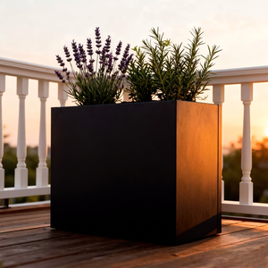 114 L Black Galvanized Steel Eco-Friendly American Style <b>Square</b> Planter Indoor/Outdoor Flower <b>Pot</b> Gnee Brand Home Garden - Product Image 1