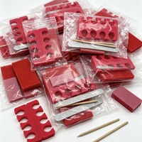 Kit de manucure et pédicure 5-en-1 Red Fashion, avec pierre ponce naturelle double face, lime à ongles, polissoir et râpe à pieds, 5 outils de beauté en coffret