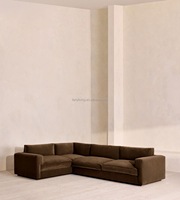 Canapé d'angle moderne de luxe Ferly, tissu velours marron, ensemble de canapés pour salon, taille et couleur personnalisables, mobilier de villa.