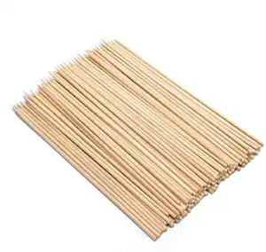 12 Zoll 100 Stück Einweg-Naturholz-BBQ-Spieß runde Bambusstäbchen Braten