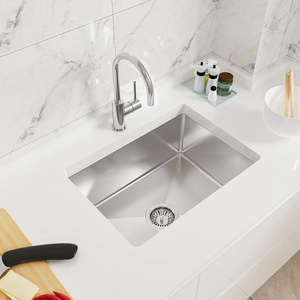 Évier de cuisine à bol unique en acier inoxydable 304 brossé fait à la main en gros sous le lavabo traditionnel à un trou - Product Image 1