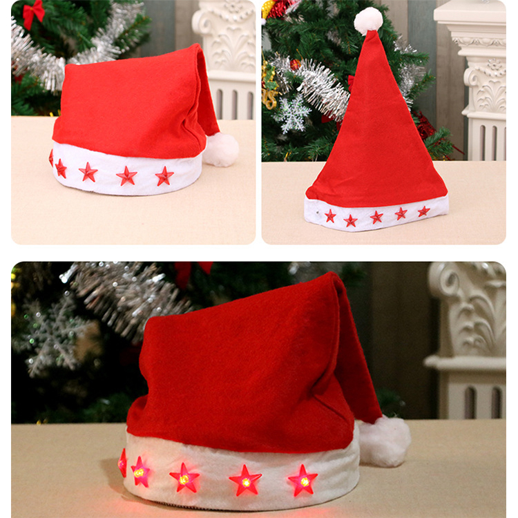 2021 Winter Pet Adult Baby First Santa Claus Red Wine Sublimation Pudding Led Light Merry Christmas Hat In Bulk