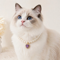 Collier pour chat style princesse Instagram avec perles et strass multicolores en forme de cœur – Toutes saisons