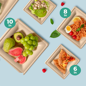 Đĩa vuông sinh học phân hủy được 6 8 10 inch, đĩa dùng một lần chắc chắn, thân thiện với môi trường, làm từ mía, dùng cho tiệc, ăn tối, ăn nhẹ - Product Image 6