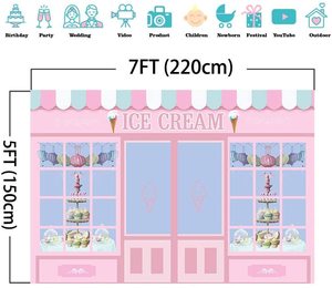7x5FT Glace Crème Toile De <span class=keywords><strong>Fond</strong></span> du Parti Mignon Rose Photo <span class=keywords><strong>Studio</strong></span> Salon Porte Fenêtre Gâteau Princesse Fête D'anniversaire Bannière Papier Peint - Product Image 6