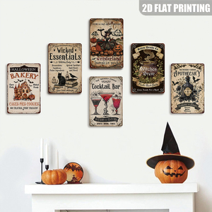 Vintage Halloween <strong>Witch</strong> Metal <strong>Signs</strong> Set Spooky Pumpkin Apothecary Wall DecorWicked Essentials Witchy Tin <strong>Signs</strong> - Product Image 4