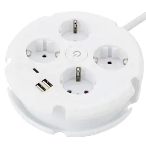 2022 Hot Sale 4 Way Extension Socket USB Type-C Outlet Power strip with wire and switch