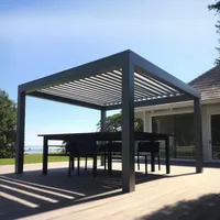 Pergola extérieure en aluminium sur mesure pour jardin de villa, avec lames motorisées réglables, gazebo étanche pour cour et patio (version continentale)