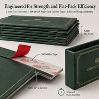 Maßgefertigte Dunkelgrüne Flache Faltbare Geschenkbox mit Goldfolien-Logo und Band Luxuriöse Starre Verpackungsbox für Kleidung und Kosmetik